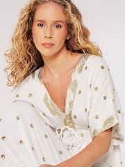 Apricot Cream Sequin Spot Kaftan Maxi Dress - Image 4 of 4