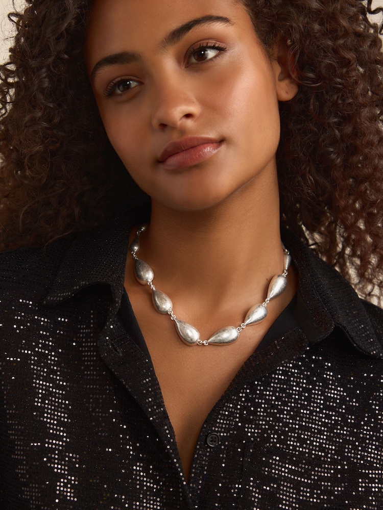 Silver Tone Teardrop Necklace - Image 1 of 5