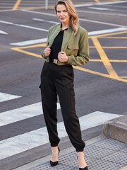 Sosandar Green Utility Bomber Jacket - Image 2 of 5