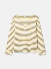 Joules Harbour Cream/Gold V-Neck Jersey Top - Image 6 of 6