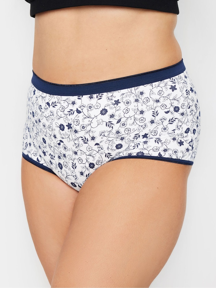 Yours Curve Blue YOURS 5 PACK Curve Black & Pink Floral Print Full Briefs - Image 2 of 5