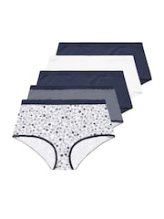 Yours Curve Blue YOURS 5 PACK Curve Black & Pink Floral Print Full Briefs - Image 3 of 5