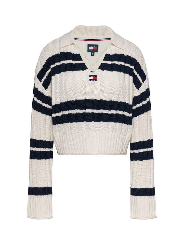 Tommy Jeans White Boxy Crop Stripe Top - Image 1 of 5 Tommy Jeans White Boxy Crop Stripe Top - Image 1 of 5