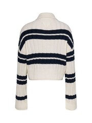 Tommy Jeans White Boxy Crop Stripe Top - Image 2 of 5