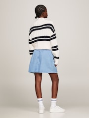 Tommy Jeans White Boxy Crop Stripe Top - Image 3 of 5