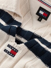 Tommy Jeans White Boxy Crop Stripe Top - Image 5 of 5