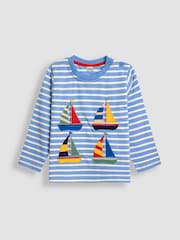 JoJo Maman Bébé Blue Sailboat Appliqué Top - Image 1 of 3