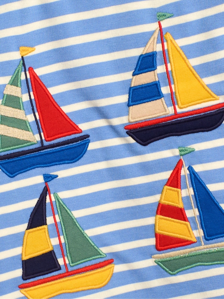 JoJo Maman Bébé Blue Sailboat Appliqué Top - Image 3 of 3