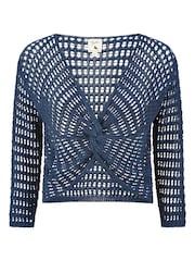 Yumi Blue 100% Cotton Crochet Knitted Top - Image 5 of 5