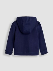 JoJo Maman Bébé Navy Blue & Orange Highland Cow Appliqué Reversible Hoodie - Image 3 of 8