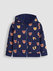 JoJo Maman Bébé Navy Blue & Orange Highland Cow Appliqué Reversible Hoodie - Image 4 of 8