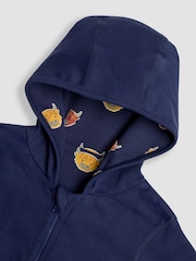 JoJo Maman Bébé Navy Blue & Orange Highland Cow Appliqué Reversible Hoodie - Image 6 of 8