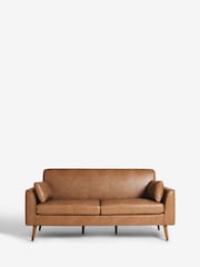 Vintaged Faux Leather Light Brown Mila 3 Seater Small Sofa - Image 3 of 9