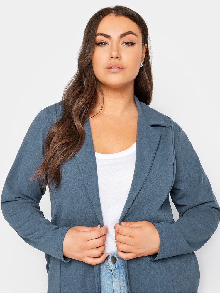 Yours Curve Blue Pocket Blazer - Image 4 of 4