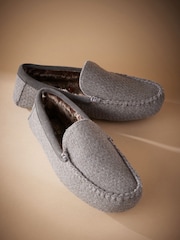 Taupe Brown Textured Moccasins Slippers - Image 1 of 5