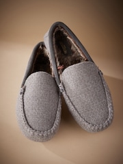 Taupe Brown Textured Moccasins Slippers - Image 2 of 5