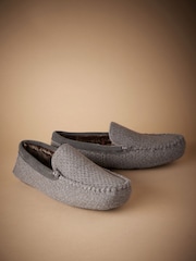 Taupe Brown Textured Moccasins Slippers - Image 3 of 5