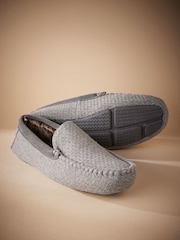 Taupe Brown Textured Moccasins Slippers - Image 4 of 5