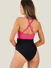 Accessorize Pink Colour Block Belt Swimsuit - Image 3 of 4