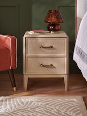 Nina Campbell Light Brown Tedworth 2 Drawer 2 Drawer Bedside - Image 2 of 6
