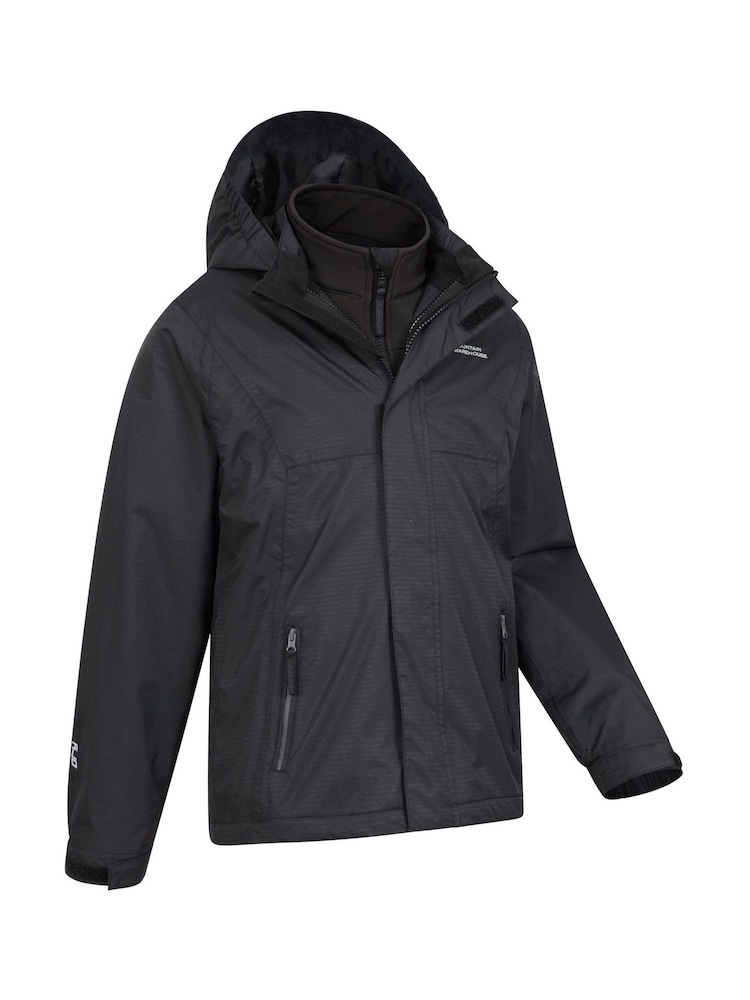 Mountain Warehouse Black Bracken Kids Waterproof 3 In 1 Jacket - Image 3 of 5