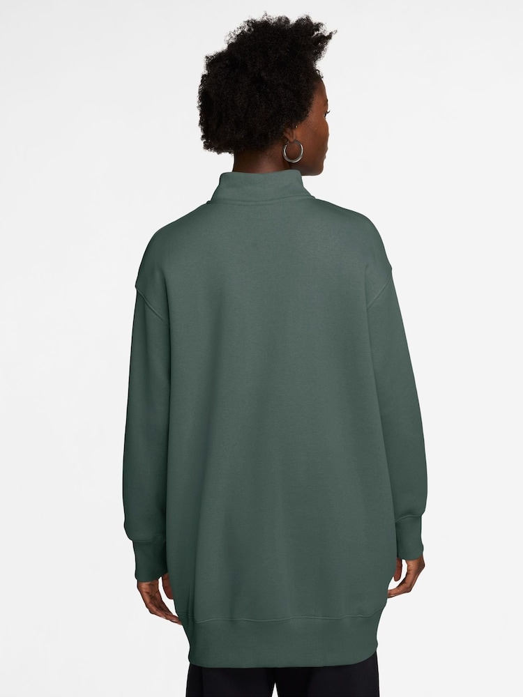 Nike Dark Green Phoenix Fleece Varsity Over-Oversized Logo Quarter-Zip Sweatshirt - Image 2 of 3