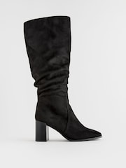 Black Forever Comfort® Knee High Slouch Block Heeled Boots - Image 3 of 7