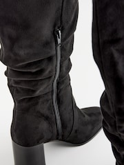 Black Forever Comfort® Knee High Slouch Block Heeled Boots - Image 5 of 7