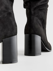 Black Forever Comfort® Knee High Slouch Block Heeled Boots - Image 6 of 7