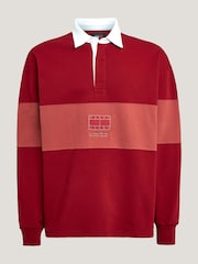 Tommy Jeans Red Tonal Flag Rugby Shirt - Image 5 of 8