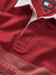 Tommy Jeans Red Tonal Flag Rugby Shirt - Image 8 of 8