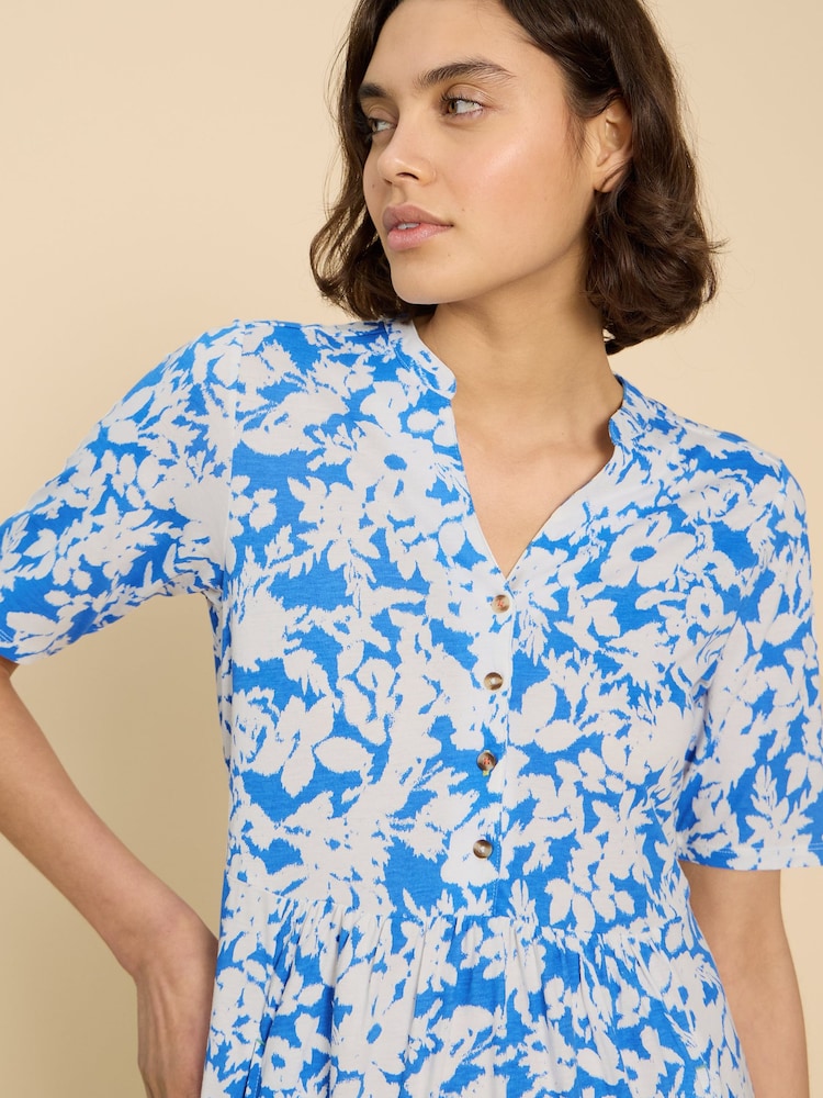 White Stuff Blue Naya Jersey Dress - Image 8 of 8