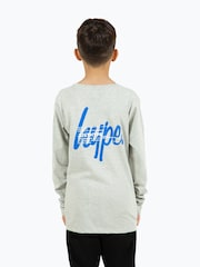 Hype. Boys Grey Marl Double Long Sleeve 100% Cotton T-Shirt - Image 2 of 11