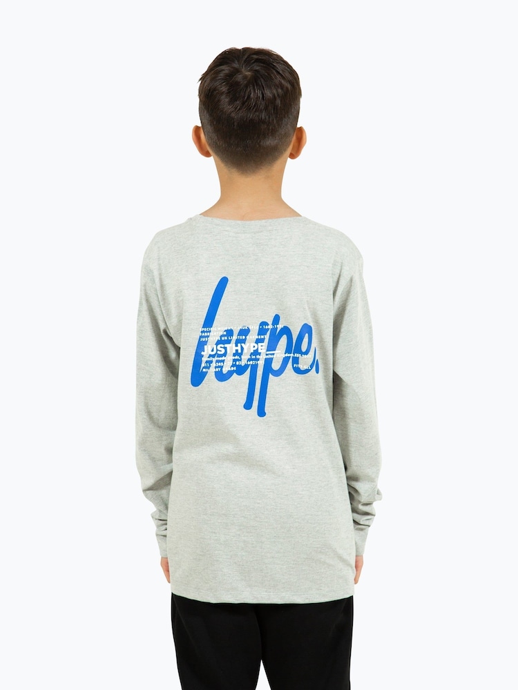 Hype. Boys Grey Marl Double Long Sleeve 100% Cotton T-Shirt - Image 2 of 11