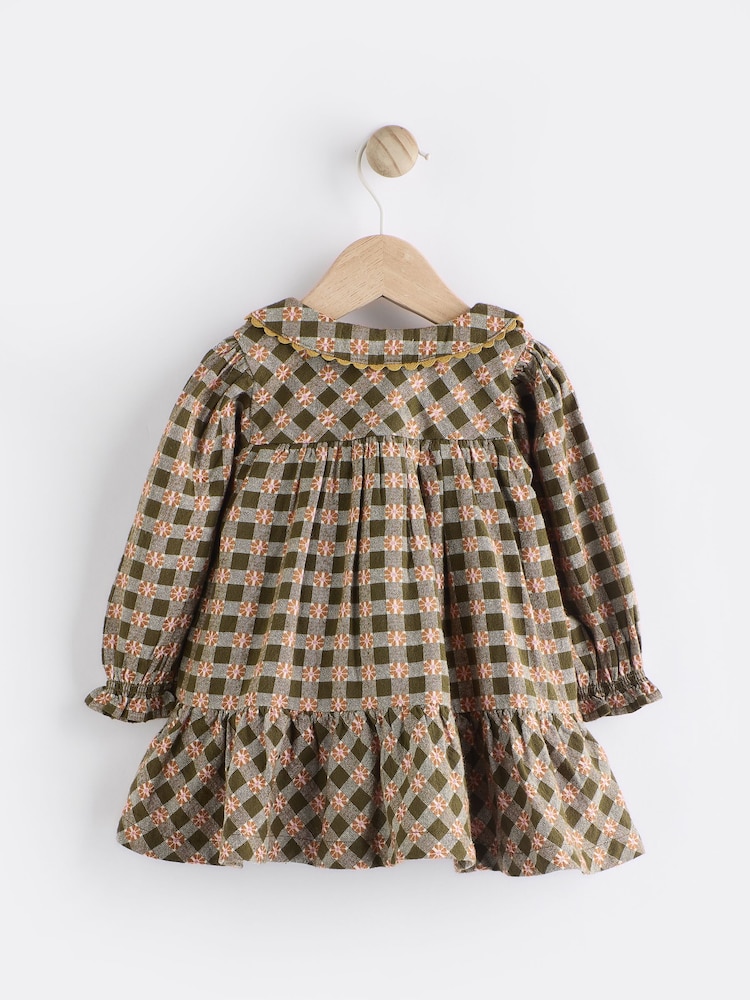 Green Check Baby Woven Dress with Tights (0mths-2yrs) - Image 3 of 9