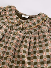 Zelena karirasta - dojenček Woven obleka with hlačne nogavice (0mths-2yrs) - Slika 4 iz 9