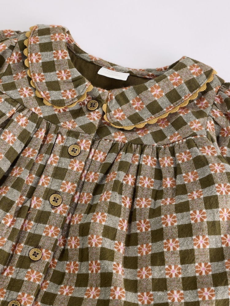 Green Check Baby Woven Dress with Tights (0mths-2yrs) - Image 4 of 9