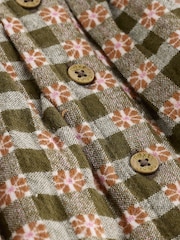 Zelena karirasta - dojenček Woven obleka with hlačne nogavice (0mths-2yrs) - Slika 6 iz 9