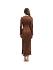 Bardot Brown Daring Satin Midi Dress - Image 3 of 4