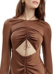 Bardot Brown Daring Satin Midi Dress - Image 4 of 4