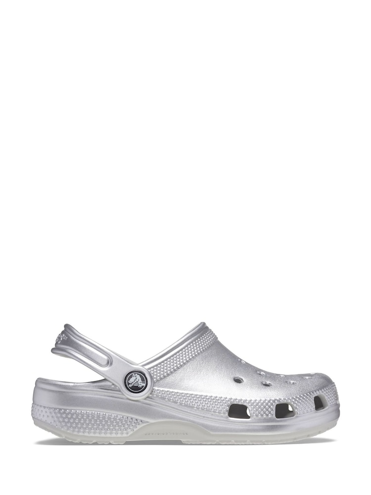 Crocs Silver Glitter Kids Classic Clogs - Image 1 of 6