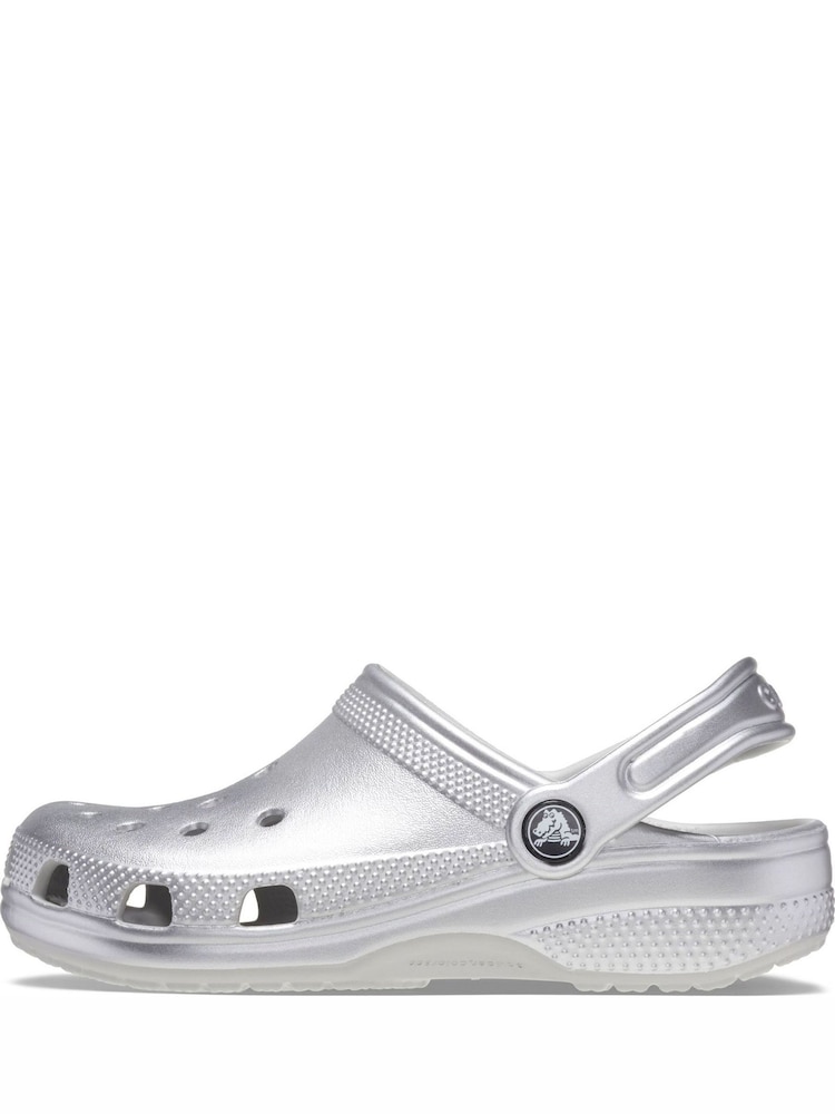 Crocs Silver Glitter Kids Classic Clogs - Image 2 of 6