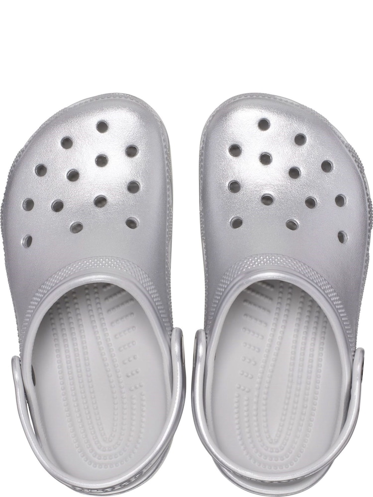 Crocs Silver Glitter Kids Classic Clogs - Image 6 of 6