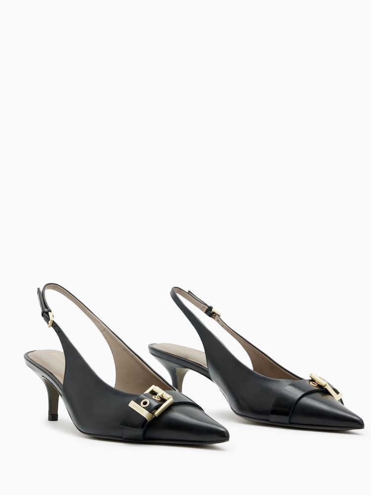 AllSaints Black Slingback Selina Heels - Image 2 of 7