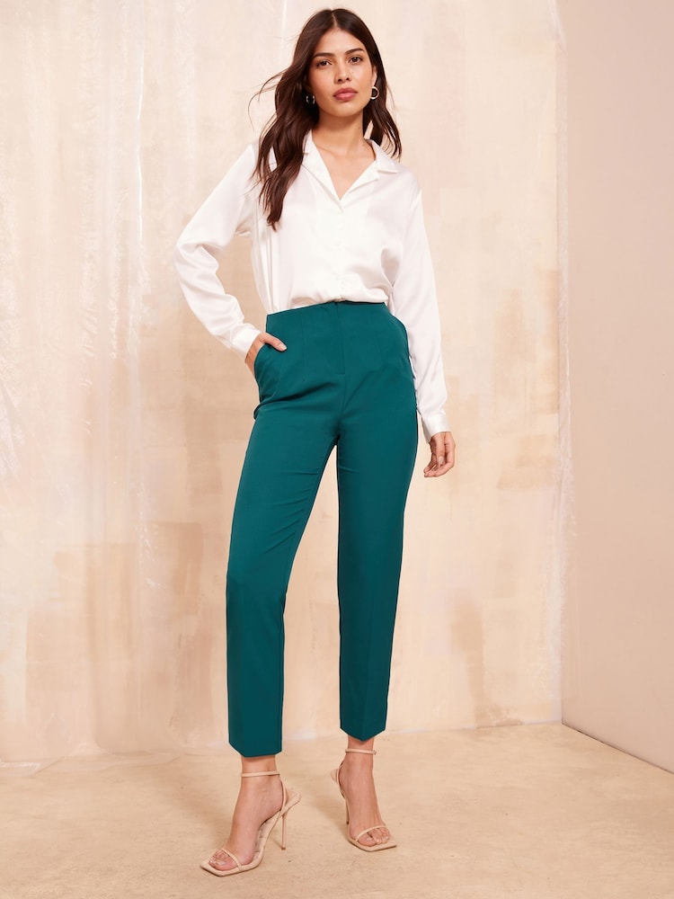 Friends Like These Green Petite Tailored Ankle Grazer Trousers Co Ord Suit - Image 2 of 4 Friends Like These Green Petite Tailored Ankle Grazer Trousers Co Ord Suit - Image 2 of 4