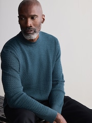 Green Signature 100% Merino Textured Crew Jumper - Image 1 of 6