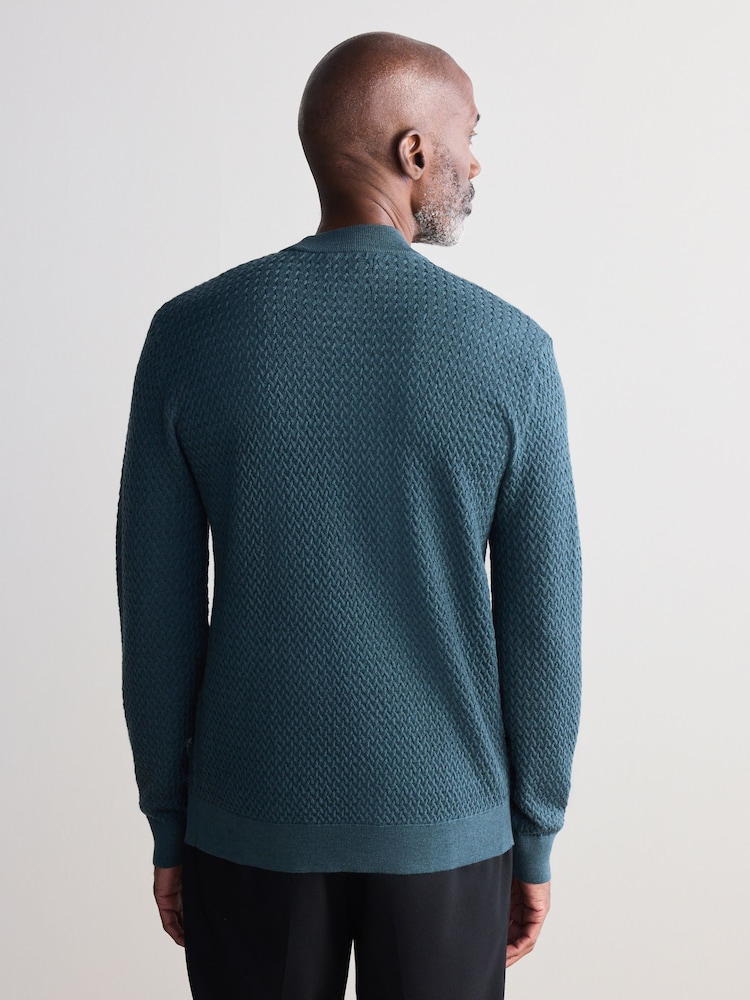Green Signature 100% Merino Textured Crew Jumper - Image 2 of 6