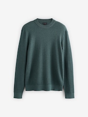 Green Signature 100% Merino Textured Crew Jumper - Image 3 of 6
