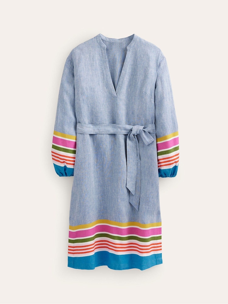 Boden Blue Linen Maxi Notch Neck Dress - Image 6 of 6 Boden Blue Linen Maxi Notch Neck Dress - Image 6 of 6
