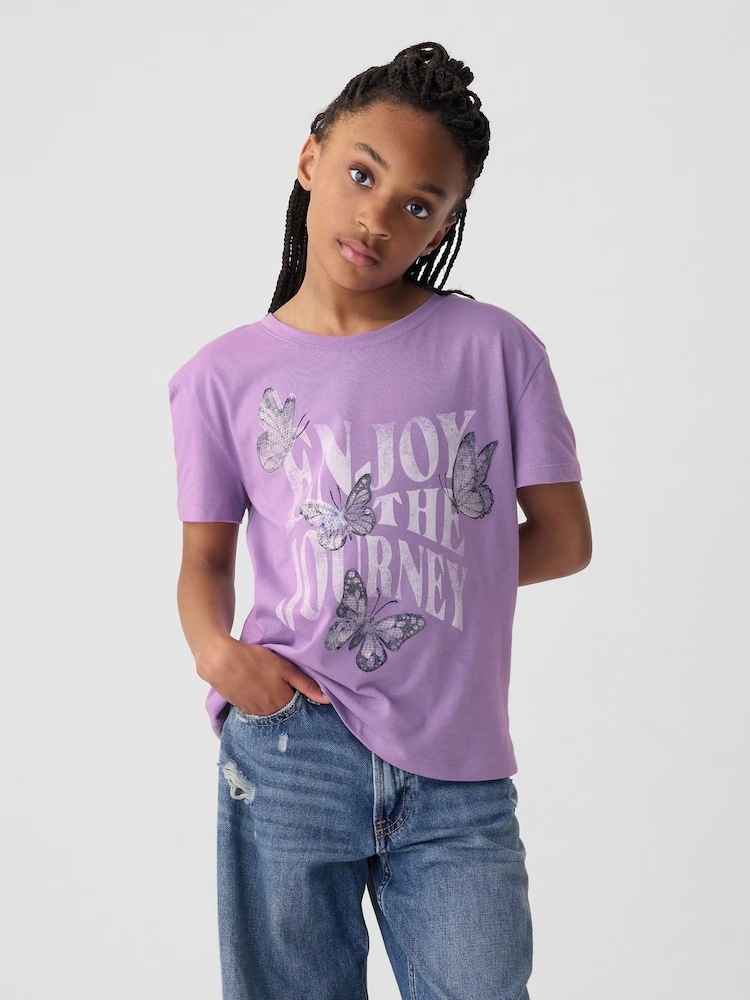 Gap Purple Sequin Graphic Short Sleeve Crew Neck T-Shirt (4-13yrs) - Image 1 of 3